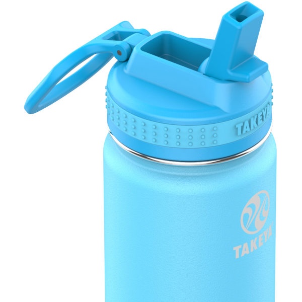 slide 2 of 2, Takeya Actives Kids' Insulated Water Bottle With Straw Lid, 16 Oz, Atlantic/Sail Blue, 1 ct