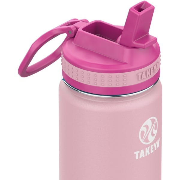 slide 2 of 2, Takeya Actives Kids' Insulated Water Bottle With Straw Lid, 16 Oz, Blush/Super Pink, 1 ct