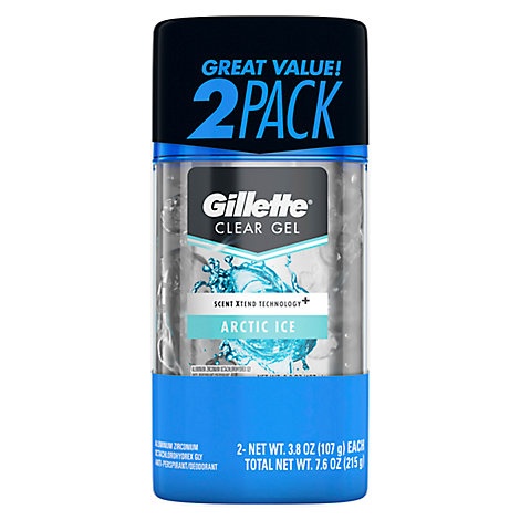slide 1 of 1, Gillette Clear Gel Anti-Perspirant Deodorant Arctic Ice, 2 ct3.8 oz