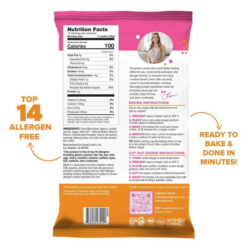 slide 5 of 7, Sweet Loren's Gluten Free Vegan Pumpkin Spice Cookie Dough - 9.6oz/12ct, 12 ct; 9.6 oz