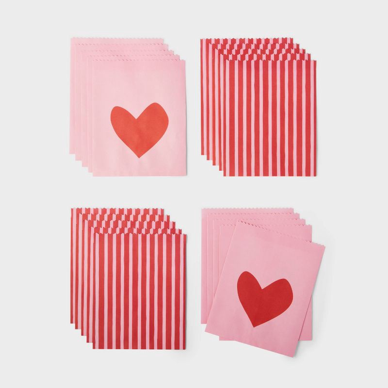 slide 1 of 3, 20ct Paper Treat Bags Red/Pink - Spritz, 20 ct