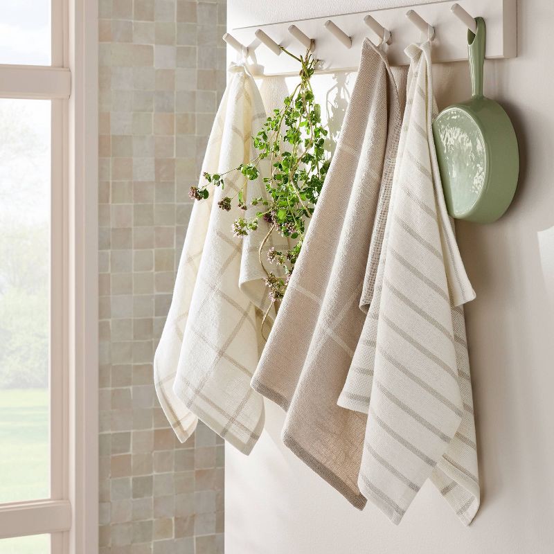 slide 2 of 3, 3pk Kitchen Towels Light Gray - Figmint™: Cotton Stripe Dish Towels, OEKO-TEX Certified, 28"x18", Easter Decor, 3 ct