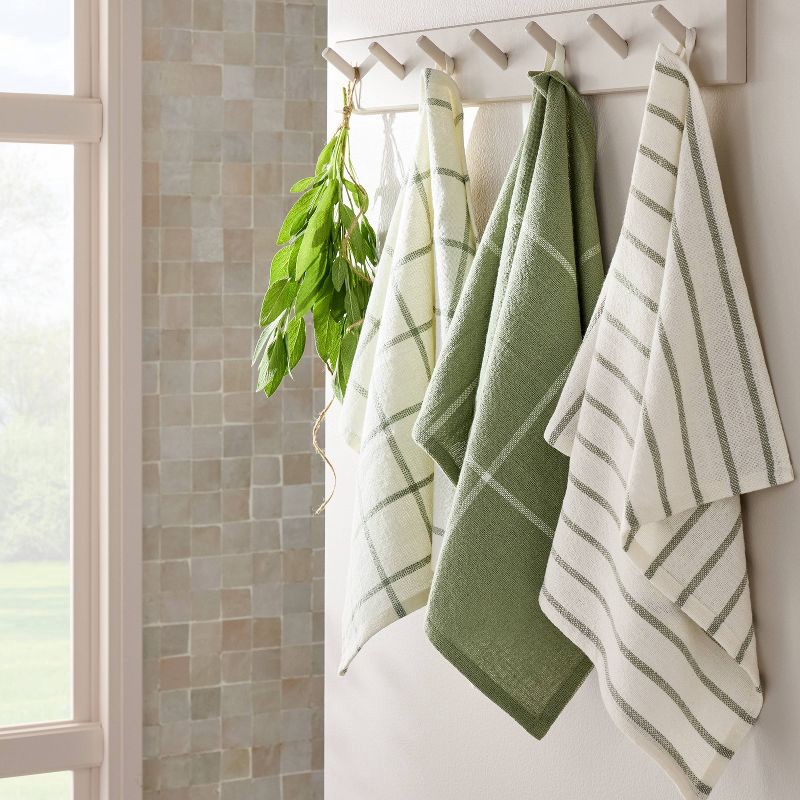 slide 2 of 3, 3pk Kitchen Towels Sage Green - Figmint™, 3 ct