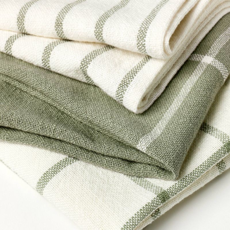 slide 3 of 3, 3pk Kitchen Towels Sage Green - Figmint™, 3 ct