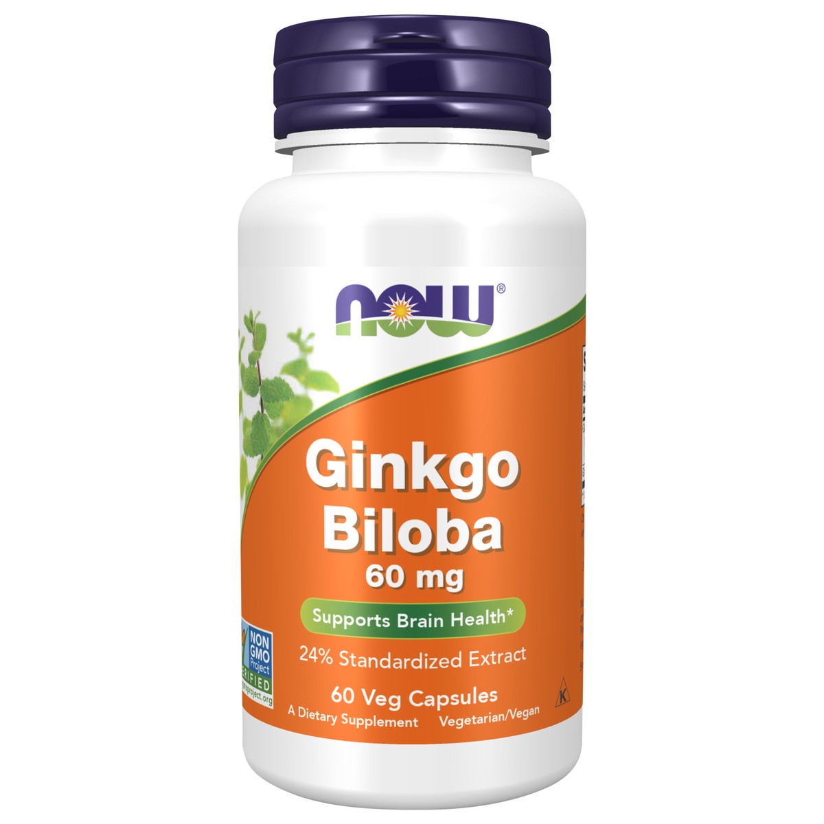 slide 1 of 4, NOW Ginkgo Biloba 60 mg - 60 Veg Capsules, 60 ct