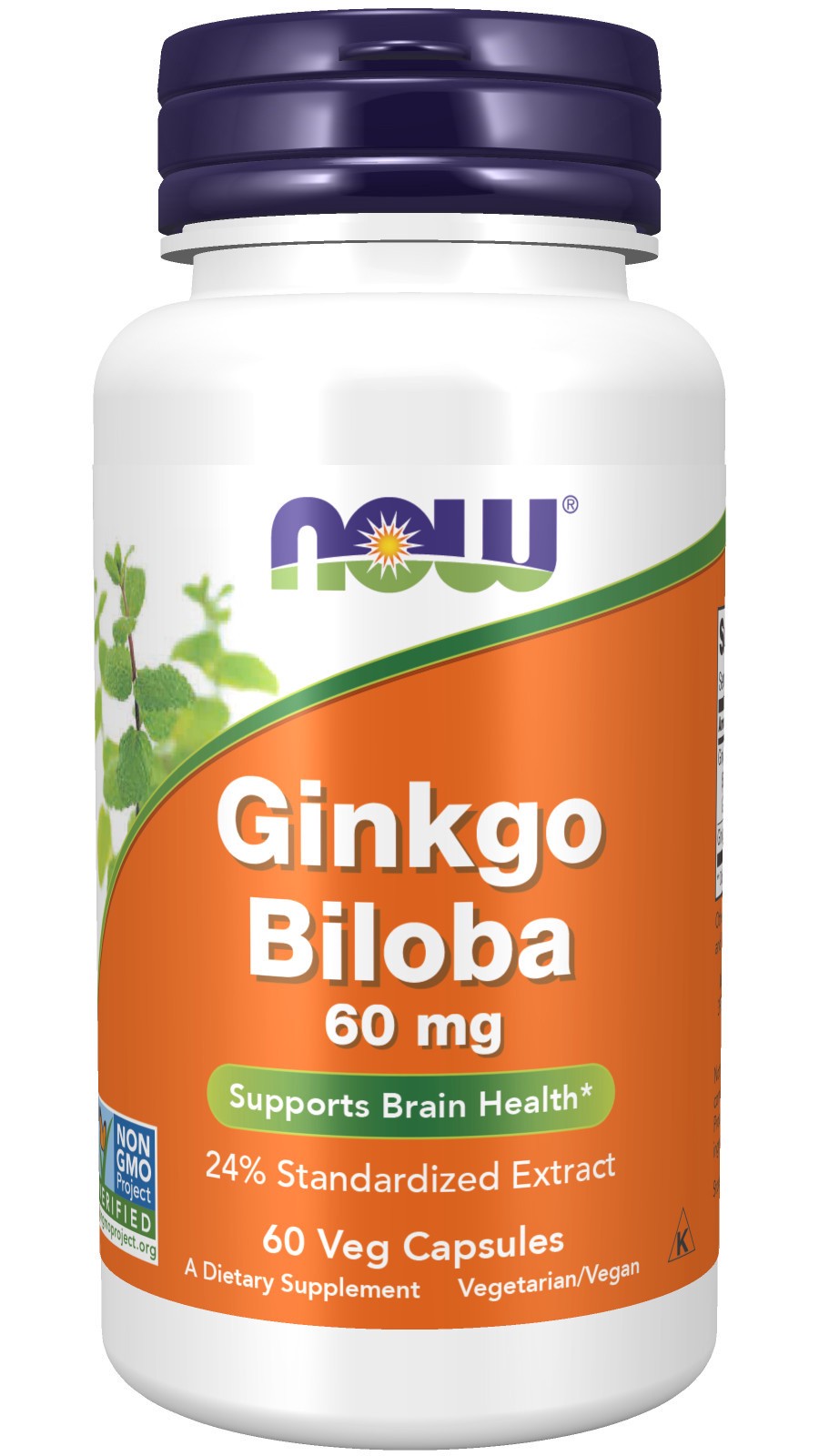 slide 1 of 4, NOW Supplements Ginkgo Biloba 60 mg - 60 Veg Capsules, 60 ct