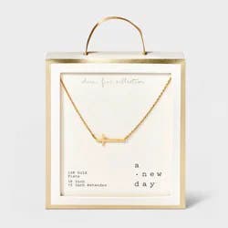 14K Gold Plated Stationed Cross Pendant Necklace - A New Day™ Gold: Nickel-Free Religious Jewelry