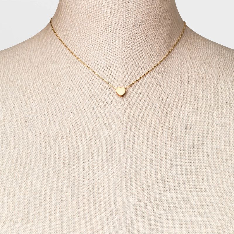 slide 2 of 4, Valentine's Day 14K Gold Plated Heart Slider Pendant Necklace - A New Day™ Gold: Nickel-Free, Lobster Clasp, 1 ct