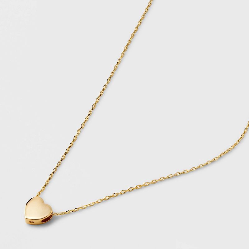 slide 1 of 4, Valentine's Day 14K Gold Plated Heart Slider Pendant Necklace - A New Day™ Gold: Nickel-Free, Lobster Clasp, 1 ct