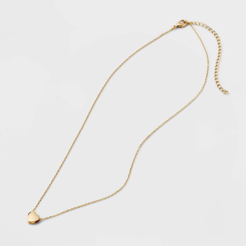 slide 3 of 4, Valentine's Day 14K Gold Plated Heart Slider Pendant Necklace - A New Day™ Gold: Nickel-Free, Lobster Clasp, 1 ct
