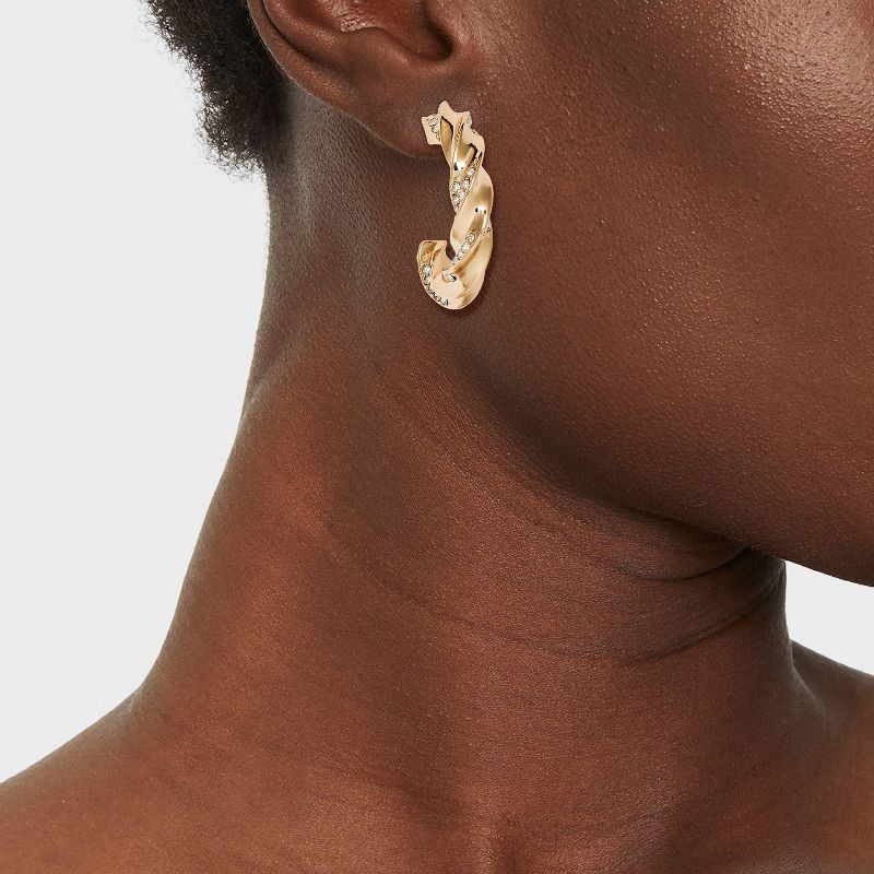 Twisted Crystal Hoop Earrings A New Day Gold 1 ct Shipt