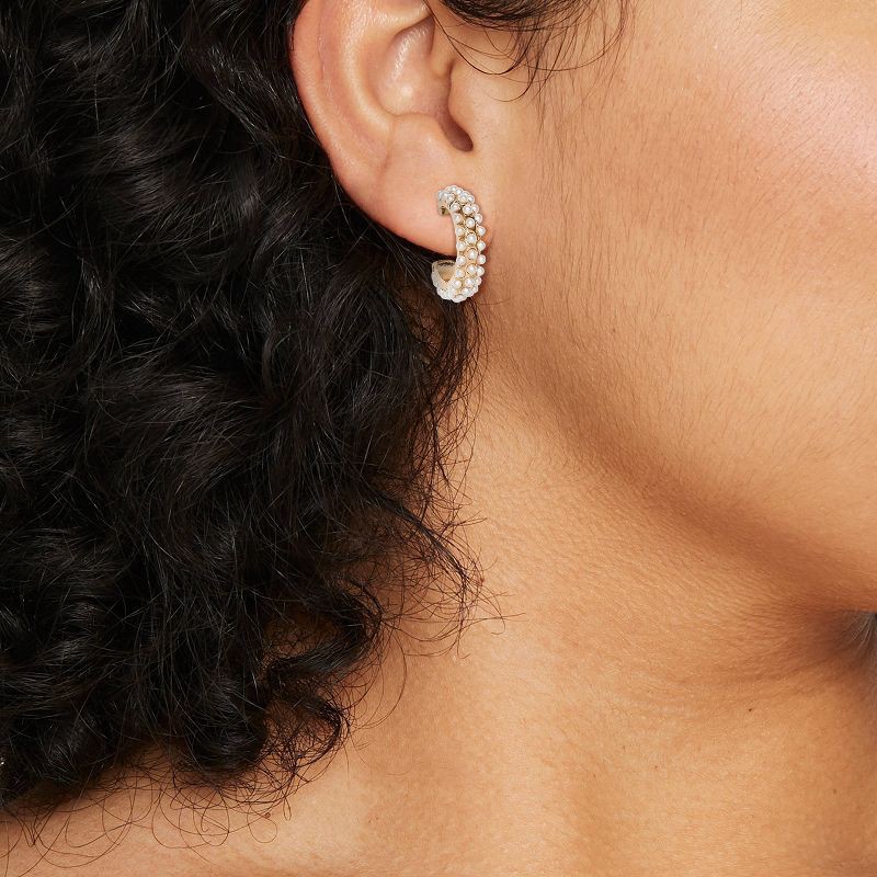 slide 2 of 3, Pearl Hoop Earrings - A New Day™ Gold, 1 ct