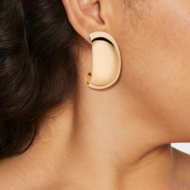 slide 2 of 17, Thin Smooth Medium Hoop Earrings - A New Day™ Gold, 1 ct
