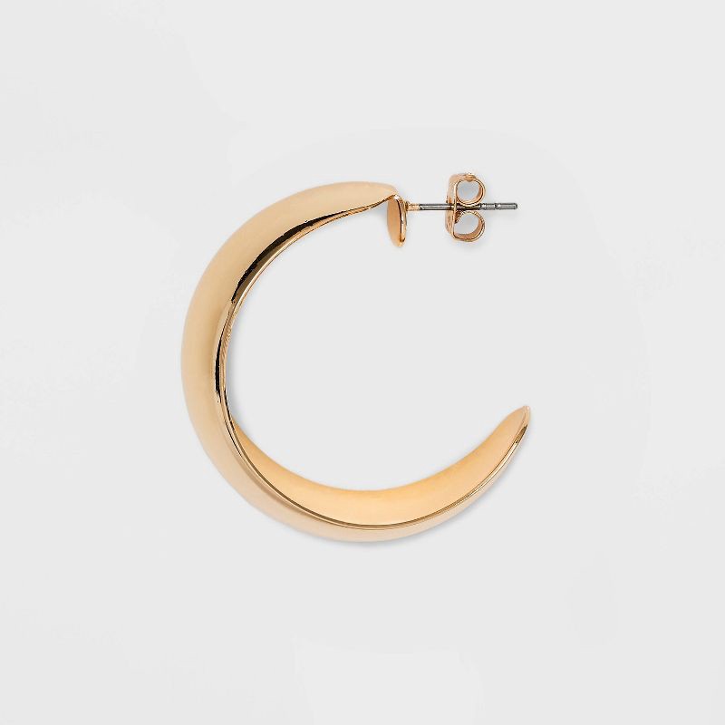 slide 3 of 17, Thin Smooth Medium Hoop Earrings - A New Day™ Gold, 1 ct