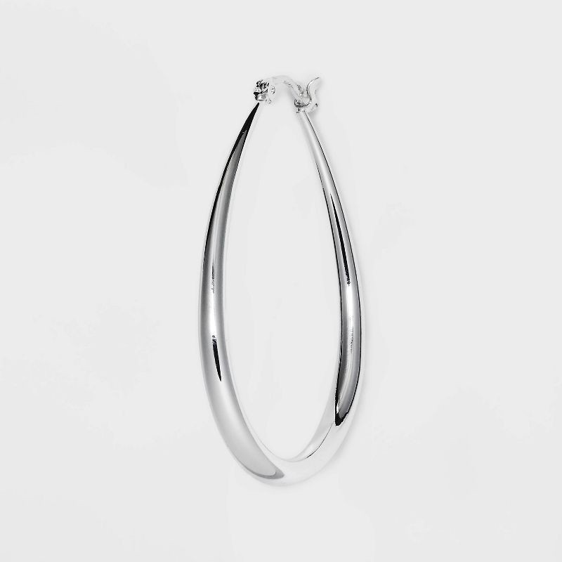 slide 3 of 3, Sterling Silver Teardrop Hoop Earrings - A New Day™ Silver: Nickel-Free, Shiny Finish, Hinge Closure, 1 ct