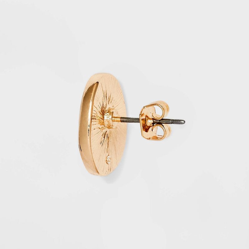slide 3 of 3, Pearl Cabochon Stud Earrings - A New Day™ Gold: Nickel-Free Metal, Post Closure, 0.59" Length, 0.51" Width, 1 ct