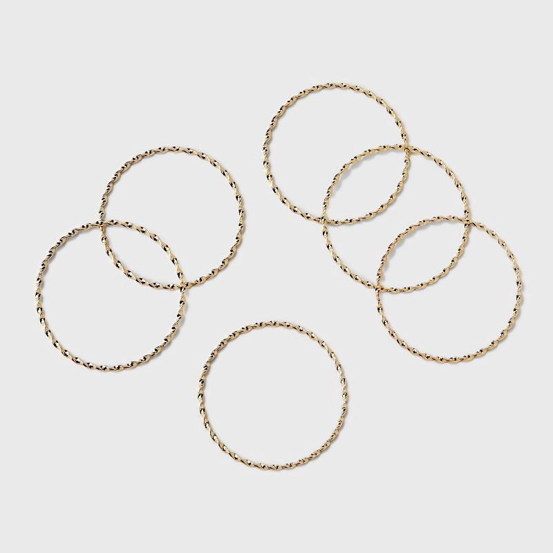 slide 3 of 4, Twisted Bangle Bracelet Set 6pc - A New Day™ Gold: Steel Multi-Strand Pull-On Design, One Size Fits Most, 6 ct