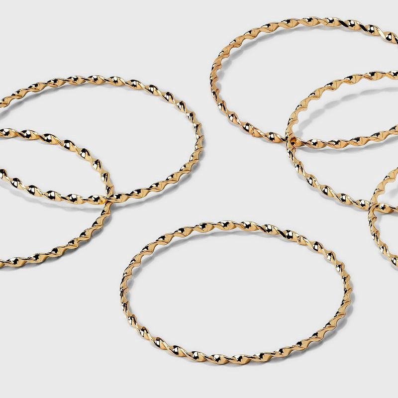slide 4 of 4, Twisted Bangle Bracelet Set 6pc - A New Day™ Gold: Steel Multi-Strand Pull-On Design, One Size Fits Most, 6 ct