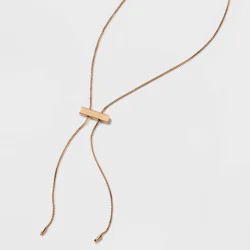 Slider Bar Bolo Tie Y-Line Necklace - Universal Thread™ Gold: Lobster Claw Clasp, 18" Length, Recycled Brass