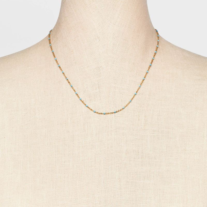 slide 2 of 4, Turquioise Epoxy Beaded Necklace - Universal Thread™ Gold: Lobster Claw Clasp, 18" Length, Recycled Brass, 1 ct