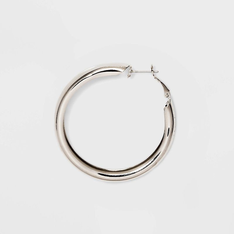 slide 2 of 2, Wide Hoop Earring Set 3pc - Wild Fable™ Silver: Clip-In Clasp, Nickel-Free Metal, 2" Diameter, 3 ct