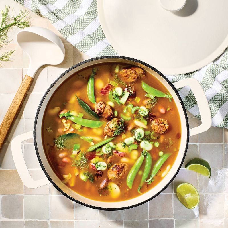 slide 2 of 6, 5.5qt Enamel Dutch Oven Cream - Figmint™, 5.5 qt