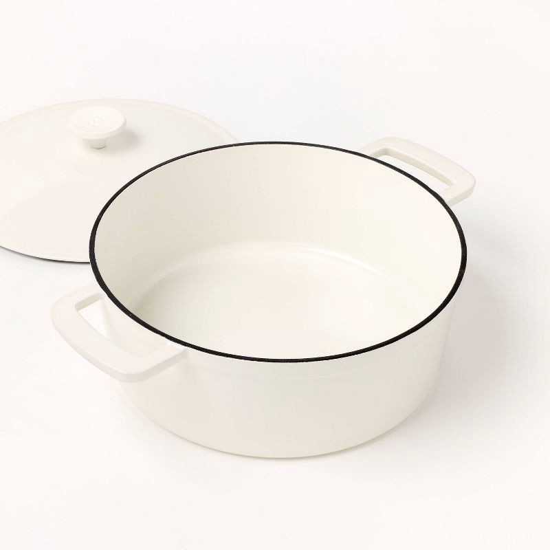 slide 3 of 6, 5.5qt Enamel Dutch Oven Cream - Figmint™, 5.5 qt