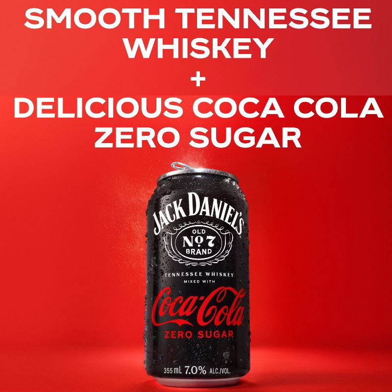 slide 3 of 11, Jack Daniel's Jack & Coke Zero RTD - 4pk/355ml Cans, 4 ct; 355 ml