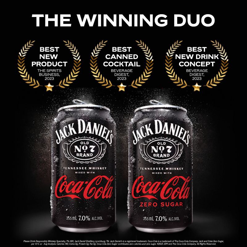 slide 9 of 11, Jack Daniel's Jack & Coke Zero RTD - 4pk/355ml Cans, 4 ct; 355 ml