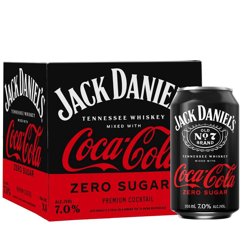 slide 1 of 11, Jack Daniel's Jack & Coke Zero RTD - 4pk/355ml Cans, 4 ct; 355 ml