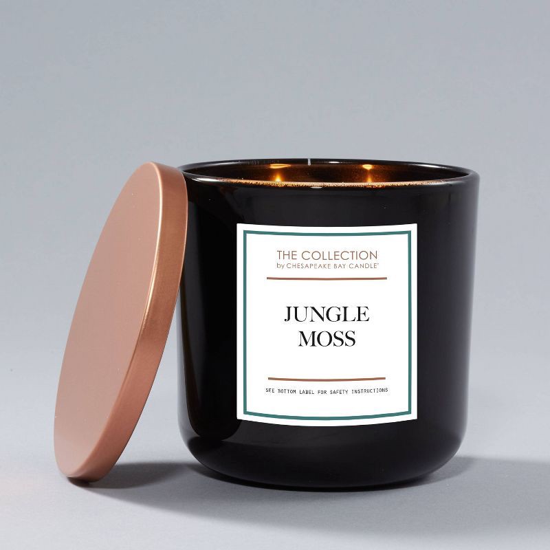 slide 2 of 5, 2-Wick Black Glass Jungle Moss Lidded Jar Candle 12oz - The Collection by Chesapeake Bay Candle, 12 oz