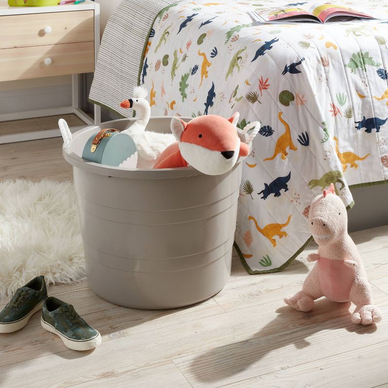 slide 2 of 3, Plastic Kids' Storage Bin with Woven Handles Gray - Pillowfort™, 1 ct