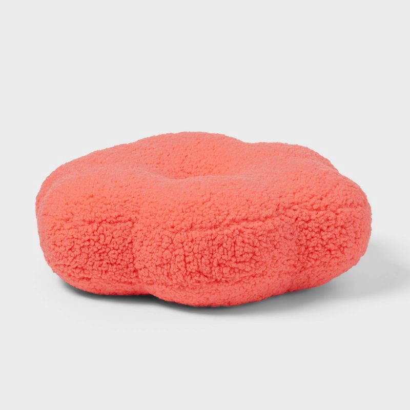 slide 3 of 4, Flower Boucle Kids' Decorative Pillow Coral Red - Pillowfort™, 1 ct