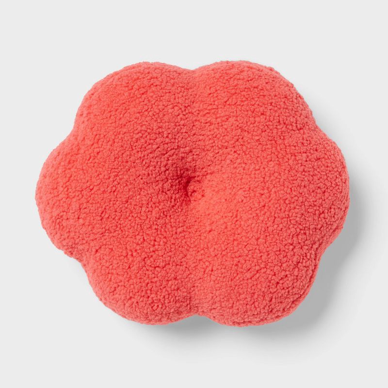 slide 1 of 4, Flower Boucle Kids' Decorative Pillow Coral Red - Pillowfort™, 1 ct