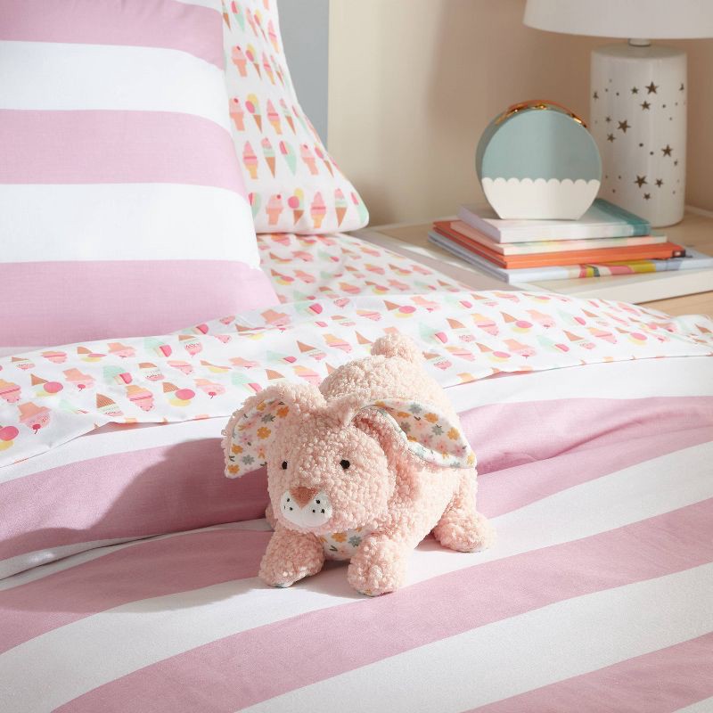 slide 3 of 3, Kids' Mini Plush Figural Pillow Bunny Pink - Pillowfort™, 1 ct