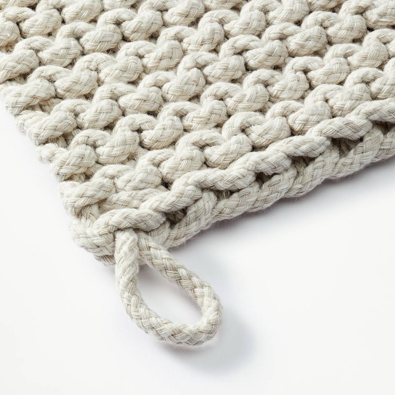 slide 3 of 3, 7" Rope Trivet Marled Light Gray - Figmint™: Reversible Pot Holder, Woven Polyester, Kitchen Textile, 1 ct