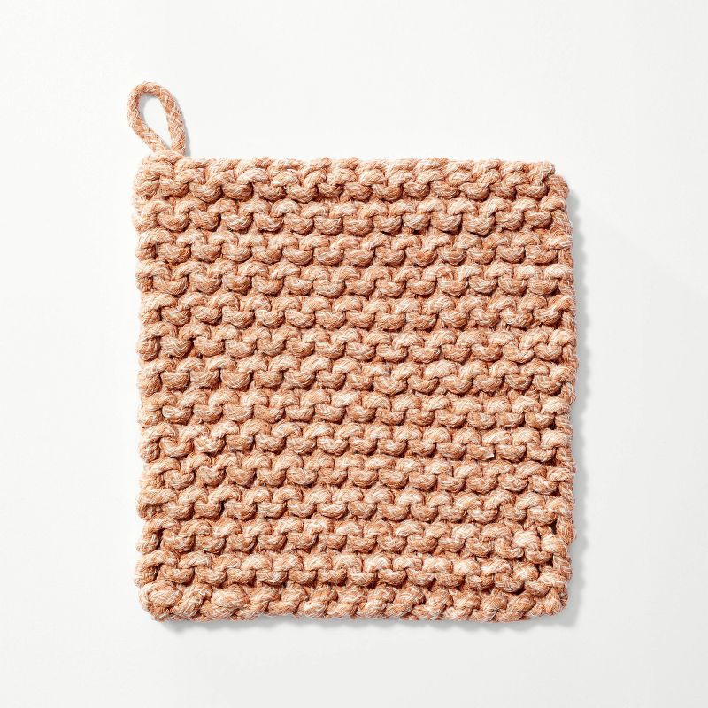 slide 1 of 3, 7" Rope Trivet Marled Terracotta Orange - Figmint™: Reversible Woven Pot Holder, Kitchen Textile, Spot Clean, 1 ct