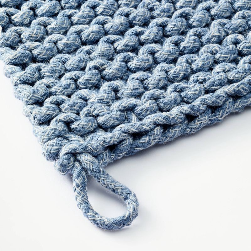 slide 3 of 4, 7" Rope Trivet Marled Blue - Figmint™: Reversible Pot Holder, Woven Kitchen Textile, Spot Clean, 1 ct