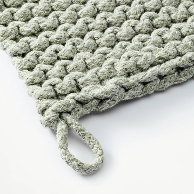 slide 3 of 3, 7" Rope Trivet Marled Sage Green - Figmint™: Reversible Woven Pot Holder, Spring Kitchen Textile, 1 ct