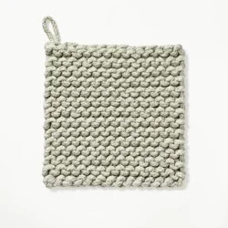 7" Rope Trivet Marled Sage Green - Figmint™: Reversible Woven Pot Holder, Spring Kitchen Textile
