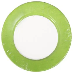Caspari 10.5 Inch Linen Moss Green Dinner Plates 8 8 ea