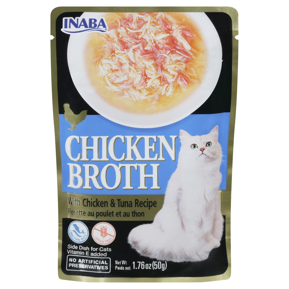 slide 1 of 1, Inaba Chicken Broth with Chicken & Tuna Recipe Side Dish for Cats 1.76 oz, 1.76 oz