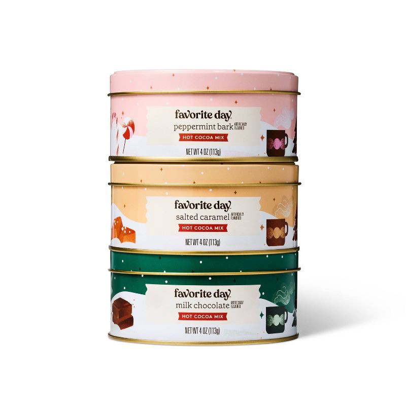 slide 1 of 4, Christmas Hot Cocoa Mix 3 Tin Set - 12oz - Favorite Day™, 12 oz