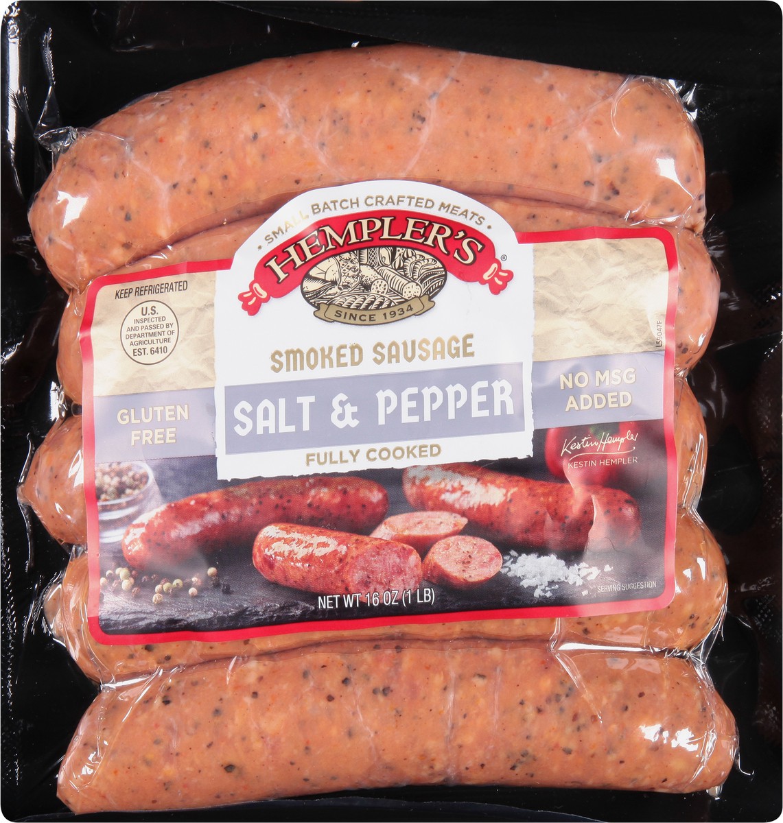 slide 8 of 9, Hempler's Salt And Pepper Pork Smoked Sausage, 1 lb