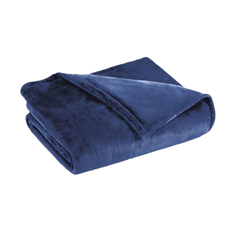 Twin Heated Blanket Navy Brookstone 1 ct Shipt