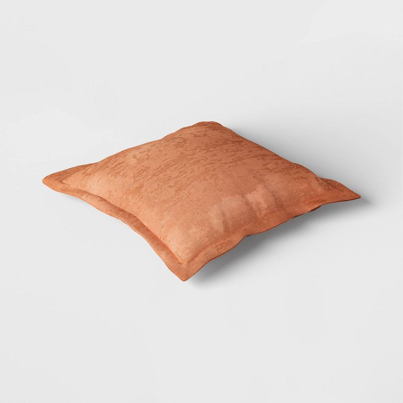 slide 3 of 4, Oversized Velvet Jacquard Square Throw Pillow Terracotta - Threshold™, 1 ct