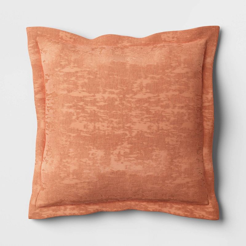 slide 1 of 4, Oversized Velvet Jacquard Square Throw Pillow Terracotta - Threshold™, 1 ct