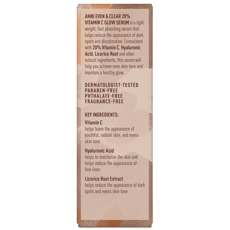 slide 5 of 6, AMBI Even & Clear 20% Vitamin C Infused Face Glow Serum - 1 fl oz, 1 fl oz