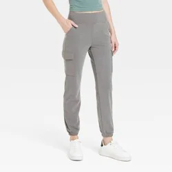 Women's Relaxed Fit Super Soft Cargo Joggers - A New Day™ Gray M: Mid Rise, Pull-On, Knit Fabric