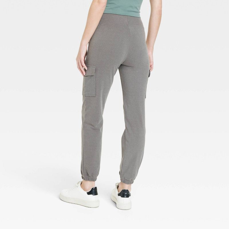 slide 2 of 2, Women's Relaxed Fit Super Soft Cargo Joggers - A New Day™ Gray XL: Mid Rise, Pull-On, Knit Fabric, 1 ct